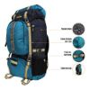 Picture of ZIPLINE Rucksack for Men & Women Girls Boys Polyester 60 LTR Travel Hiking Trekking Backpack Weekender Overnighter Airline Carry-on Size (T-Blue + Black)