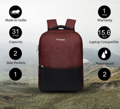 Picture of WildHorn 31L Laptop Backpack for Men/Women I Fits upto 15.6" Laptop I Waterproof I Travel/Business/College Bookbags