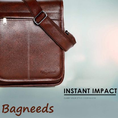 Picture of Bagneeds® Casual Crossbody Synthetic Leather Men Sling Bag (Brown)