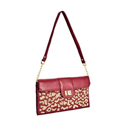 Picture of Eske Paris Leather Stylish Clutch Handbag Sling Bag for Women,Wine