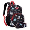 Picture of THE CLOWNFISH Cosmic Critters Series Printed Polyester 15 Litres Kids Standard Backpack School Bag With Free Pencil Staionery Pouch Daypack Picnic Bag ForTiny Tots Of Age 5-7 Yrs(Black) (Medium Size)