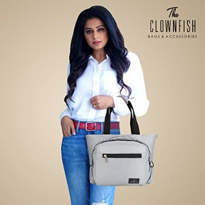 Picture of The Clownfish Sarin Series Polyester Handbag Convertible Sling Bag for Women Ladies Shoulder Bag Tote For Women College Girls (Light Grey)