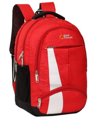 Picture of GOOD FRIENDS Water Resistant School Bag/Backpack/College Bag For Men/Women (Red)