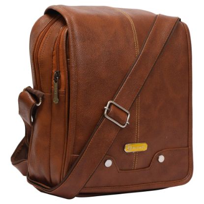 Picture of Blowzy Bags Men's Travel Business Messenger Crossbody Small Bag Casual Zipper Shoulder Sling Handbag (Tan)