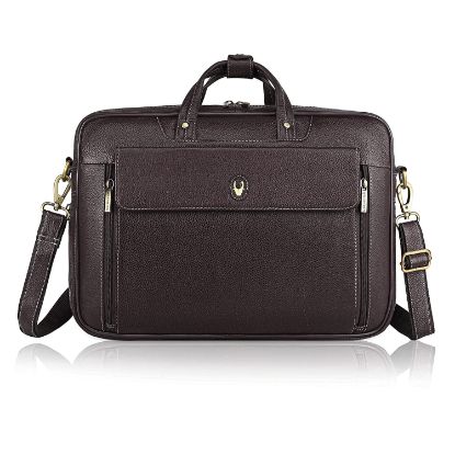 Picture of WildHorn Leather 15 inch Laptop Messenger Bag for Men I Padded Laptop Compartment I Carry Handles with Adjustable Strap I DIMENSION : L-16 inch W-5 inch H-15 inch