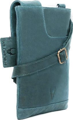 Picture of WildHorn® Leather 8.5 inch Sling Messenger Bag for Men I Multipurpose Crossbody Bag I Travel Bag with Adjustable Strap I Utility Bag I DIMENSION : L-8.5 inch W-0.5 inch H-10.3 inch (Blue Hunter)