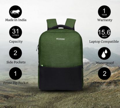 Picture of WildHorn 31L Laptop Backpack for Men/Women I Fits upto 15.6" Laptop I Waterproof I Travel/Business/College Bookbags