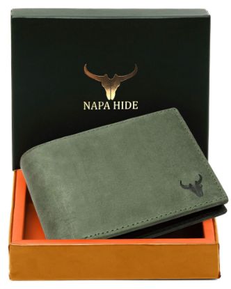 Picture of NAPA HIDE Leather Wallet for Men I Handcrafted I Credit/Debit Card Slots I 2 Currency Compartments I 2 Secret Compartments (Green Hunter)