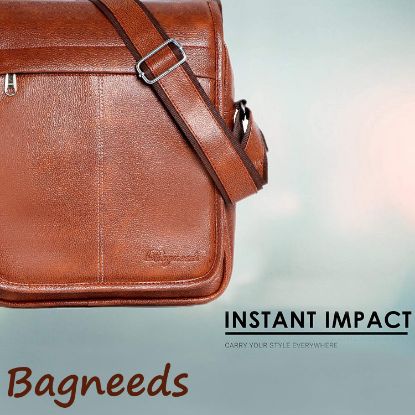 Picture of Bagneeds® Casual Crossbody Synthetic Leather Men Sling Bag (Tan)