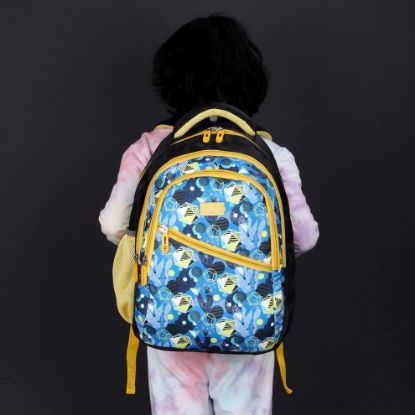 Picture of The Clownfish Brainbox Series Printed Polyester 30 L School Backpack with Pencil/Staionery Pouch School Bag Front Cross Zip Pocket Daypack Picnic Bag For School Going Boys & Girls Age 8-10 years (Light Blue)