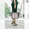 Picture of The Clownfish Agnes Handbag for Women Office Bag Ladies Shoulder Bag Tote For Women College Girls-Checks Design (Dark Brown)