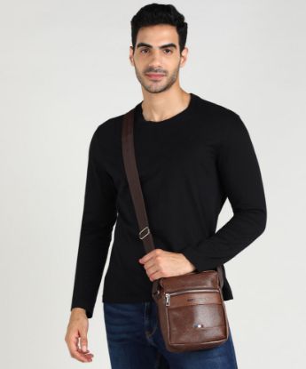 Picture of Zipline Sling CrossBody Travel Office Business Messenger One Side Shoulder Bag For Men & Women..(1-Tan Bag)