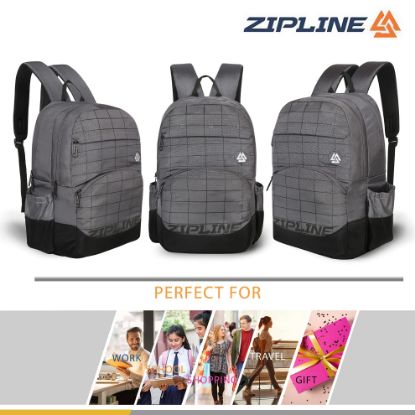 Picture of Zipline Polyester 33Ltr Laptop Bags Backpack for Men and Women college girls boys fits 15.6 inch laptop (Grey)