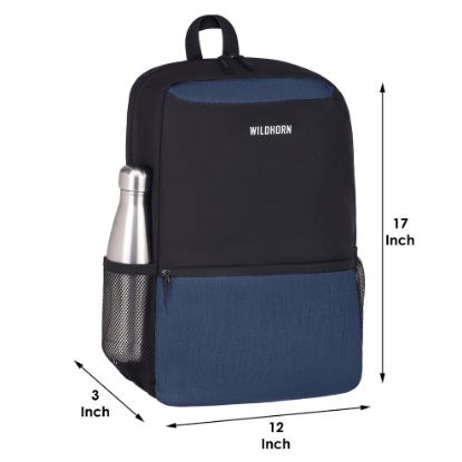 Picture of WildHorn 15L Laptop Backpack for Men/Women I Fits upto 15.6" Laptop I Waterproof I Travel/Business/College Bookbags (Navy Melange)