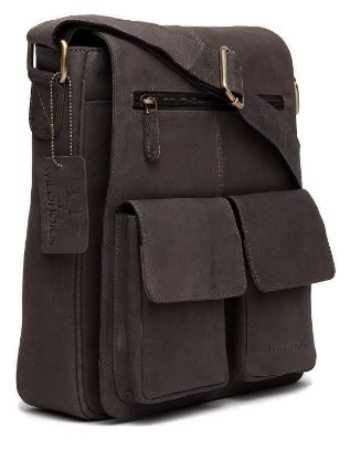 Picture of WildHorn® Leather 11 inch Sling Messenger Bag for Men I Multipurpose Crossbody Bag I Travel Bag with Adjustable Strap I Utility Bag I DIMENSION : L-11 inch W-3 inch H-12 inch (Dark Brown Hunter)