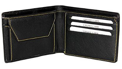 Picture of L London Leather Yellow Stitch Black Top Flap Mens Wallet