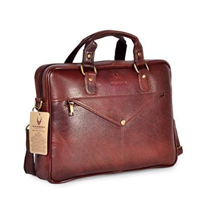 Picture of WILDHORN® Classic Leather 16 inch Laptop Messenger Bag for Men I Office Bags I Travel Bags I Carry Handle with Adjustable Strap I Dimension: L- 16 inch H-12 inch W- 4 inch