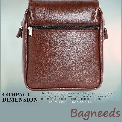 Picture of Bagneeds Unisex Synthetic Leather Sling& Cross-Body Bag For Multi-Purpose Use (Brown)