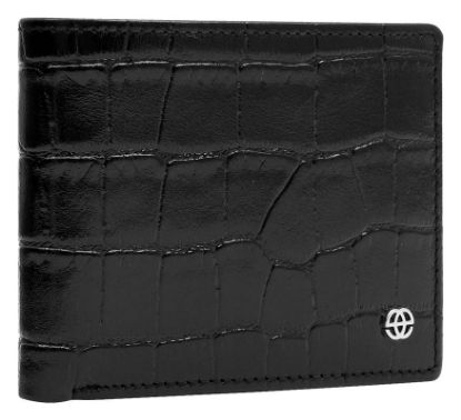 Picture of Kev Men's Two Fold Wallet RFID 7 Card Holders (Black Hand-Stitched)