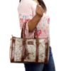 Picture of THE CLOWNFISH Lorna Tapestry Fabric & Faux Leather Handbag Sling Bag for Women Office Bag Ladies Shoulder Bag Tote For Women College Girls (Beige)