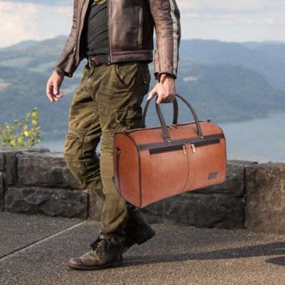 Picture of The Clownfish Bethany Vegan Leather 32 Litre Unisex Travel Duffle Bag Weekender Bag Cabin Luggage Bag (Brown)