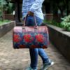Picture of The Clownfish Ambretta Series 21 litres Tapestry Travel Duffle Bag Weekender Bag (Navy Blue)