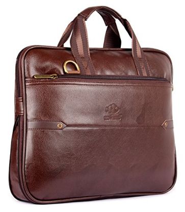 Picture of The Clownfish Supreme 15.6-Inch Faux Leather Laptop Bag (Chestnut Brown)