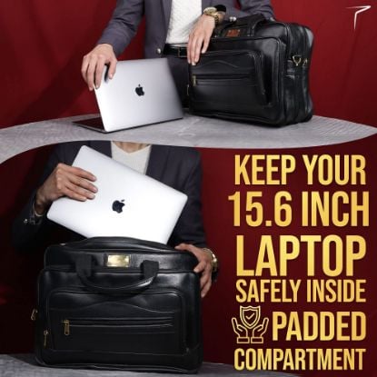 Picture of Trajectory 15.6 Inch Vegan Leather Messenger Laptop Bag For Men In Office For All Laptop Like Apple Macbook With 2 Years Warranty And Spacious Handbag For Men