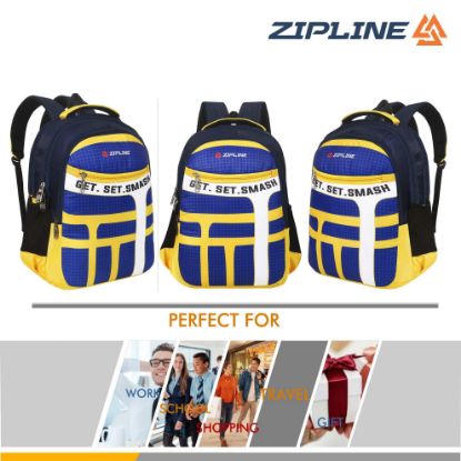 Picture of Zipline Tiago - 36L Casual Water Resistant Travel Bagpack/College Backpack/School Bag for Men and Women(Blue)