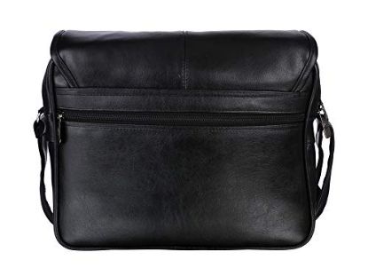 Picture of ZIPLINE Best Vegan Leather Messenger Bag Casual Shoulder Bag Multi-Pocket Crossbody Bag for Tab iPad Men and Women (Black)