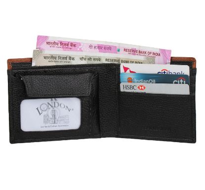 Picture of K London Edinburgh Black Sleek Card Coin Pocket Men's Wallet (6004_blacktan)