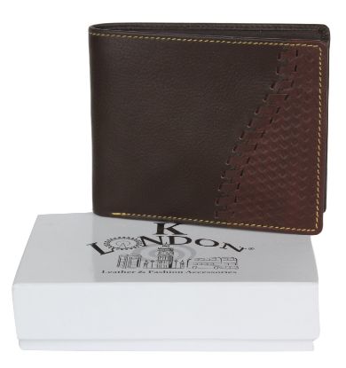 Picture of K London Brown Real Leather Card Coin Pocket ID Mens Wallet - 711_BRN