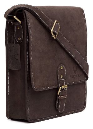 Picture of WILDHORN Urban Edge Hunter Leather Messenger Bag for Men I DIMENSION: L- 11inch H- 12.5inch W- 3inch (Brown Hunter)