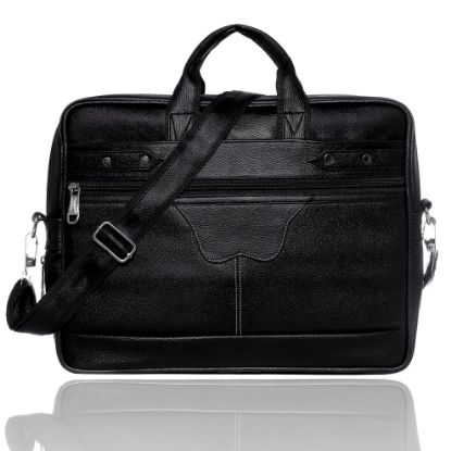 Picture of Bagneeds® Men's Black Synthetic Leather Briefcase Best Laptop Messenger Bag Satchel for Men