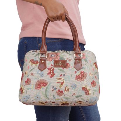 Picture of THE CLOWNFISH Montana Series Handbag for Women Office Bag Ladies Purse Shoulder Bag Tote For Women College Girls (Sky blue-Floral)