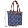 Picture of THE CLOWNFISH Justina Tapestry Fabric & Faux Leather Handbag for Women Office Bag Ladies Shoulder Bag Tote For Women College Girls (Blue-Floral)