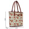Picture of THE CLOWNFISH Justina Tapestry Fabric & Faux Leather Handbag for Women Office Bag Ladies Shoulder Bag Tote For Women College Girls (Off White-Floral)