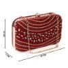 Picture of The Clownfish Emerald Collection Womens Party Clutch Ladies Wallet Evening Bag with Fashionable Round Corners Beads Work Floral Design (Maroon)