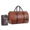 Picture of The Clownfish Combo of Browny 36 liters Faux Leather Travel Duffle Bag (Rust Brown) & The Clownfish Multipurpose Travel Pouch Money Pouch with Front Mobile Pocket (Dark Brown)