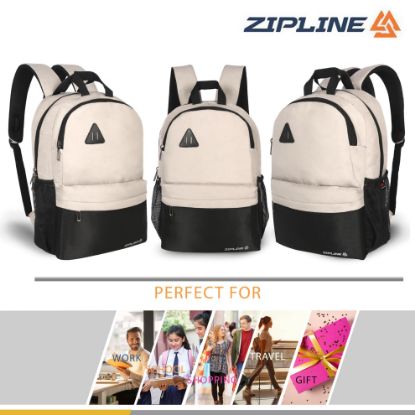 Picture of Zipline Unisex casual polyester 19 L Backpack School Bag Women Men Boys Girls children College Bag Weekend Bag (Beige) (Small Size)