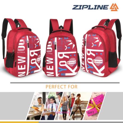 Picture of Zipline Stylish Casual 36L Standard Backpack School College Bag For Men Women Boys & Girls (1-Medium Red Bag)