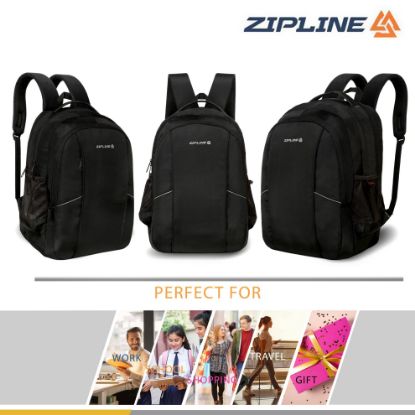 Picture of Zipline Polyester 32Ltr Laptop Bags Backpack for Men and Women college girls boys fits 15.6 inch laptop (Black)