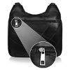 Picture of K London Ladies Black Leather 2 Strap Shoulder Handbag - 5 Zip Pockets & Compartments inc Mobile Phone Holder, Medium Size Fashionable Designer Womens Bags - (KL_188_BLK)