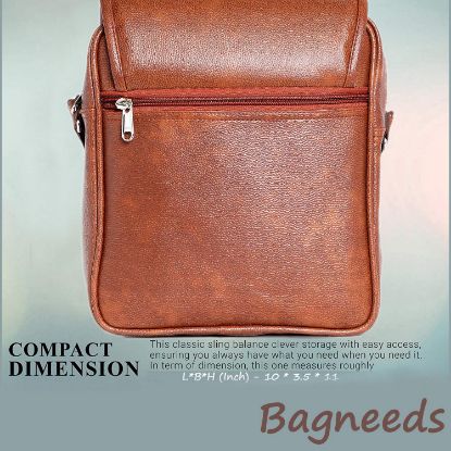 Picture of Bagneeds Unisex Synthetic Leather Sling& Cross-Body Bag For Multi-Purpose Use (Tan)
