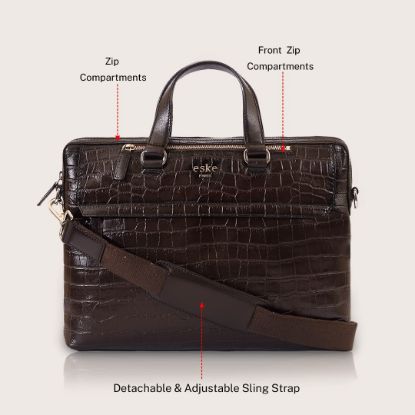 Picture of eske Oisin 15" Genuine Leather Laptop/Macbook Bag for Men, Women | Office Bag | Laptop Messenger Bag with Shoulder Strap | Spacious Compartment | Water Resistant