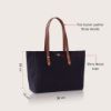 Picture of eske Alva Canvas Vegan Leather Tote Handbag For Women | Shoulder Bag For Daily Use (Navy Blue Cognac)