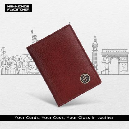 Picture of HAMMONDS FLYCATCHER Genuine Leather Card Holder for Men & Card Holder for Women, Brown | RFID Protected Leather Card Holder Wallet for Men | Card Wallet with 6 Card Slots | Gift for Men & Women