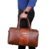 Picture of The Clownfish Jordan 25 litres Unisex Faux Leather Travel Duffle Bag Weekender Bag (Tan)