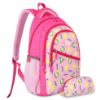 Picture of The Clownfish Brainbox Series Printed Polyester 30 L School Backpack with Pencil/Staionery Pouch School Bag Front Cross Zip Pocket Daypack Picnic Bag For School Going Boys & Girls Age 8-10 years (Rose Pink)