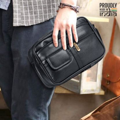 Picture of THE CLOWNFISH Multipurpose Travel Pouch Cash Money Pouch Wrist Handbag with wrist handle (Black)
